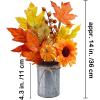 Winlyn 3 Pack Fall Faux Potted Plants Rustic Thanksgiving Floral Arrangements Artificial Fall Harvest Maple Leaf Picks in Metal Pots for Kitchen Home Autumn Wedding Table Centerpieces Mantel Decor