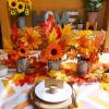 Winlyn 3 Pack Fall Faux Potted Plants Rustic Thanksgiving Floral Arrangements Artificial Fall Harvest Maple Leaf Picks in Metal Pots for Kitchen Home Autumn Wedding Table Centerpieces Mantel Decor