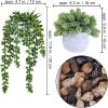 Winlyn 3 Pcs Assorted Small Potted Succulent Plants Artificial Aloe Hanging Succulent in White Geometric Concrete Ceramic Pots for Gift Party Wedding Favors Windowsill Table Shelf Indoor Outdoor Decor