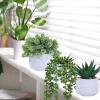 Winlyn 3 Pcs Assorted Small Potted Succulent Plants Artificial Aloe Hanging Succulent in White Geometric Concrete Ceramic Pots for Gift Party Wedding Favors Windowsill Table Shelf Indoor Outdoor Decor