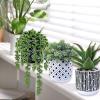 Winlyn 3 Pcs Small Potted Succulents Plants Artificial Aloe Hops String of Pearls Succulents in Black and White Concrete Pots for Gifts Table Centerpiece Shelves Windowsill Indoor Outdoor Decorations