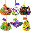 Winlyn 36 Sets Fall Crafts DIY Pumpkin Bat Black Cat Ghost Candy Corn Frankenstein Ornaments Art Sets Halloween Foam Stickers for Kids Classroom Activities Party Treats