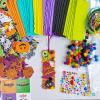 Winlyn 36 Sets Halloween Craft Kits for Kids – Fall DIY Bookmarks Art Sets with Pumpkin, Jack-O’-Lantern, Bats, Monster Foam Stickers – Arts and Crafts for Classroom Activities