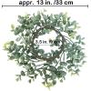 Winlyn 4 Pack Fall White Pumpkin Candle Rings Faux Eucalyptus Candle Rings Wreaths with Pumpkins Berries Pinecones Artificial Greenery Farmhouse Wreaths 11″ for Neutral Autumn Cabinet Tabletop Décor(Plastic Eucalyptus Leaf)
