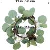 Winlyn 4 Pack Fall White Pumpkin Candle Rings Faux Eucalyptus Candle Rings Wreaths with Pumpkins Berries Pinecones Artificial Greenery Farmhouse Wreaths 11″ for Neutral Autumn Cabinet Tabletop Décor(White Pumpkins)