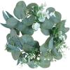 Winlyn 4 Pack Fall White Pumpkin Candle Rings Faux Eucalyptus Candle Rings Wreaths with Pumpkins Berries Pinecones Artificial Greenery Farmhouse Wreaths 11″ for Neutral Autumn Cabinet Tabletop Décor(Mixed)