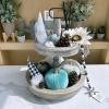 Winlyn 4 Pcs Assorted Faux Velvet Pumpkins Decorative Fabric Pumpkins Foam Pumpkins in White Black Gray Taupe 5″ for Thanksgiving Halloween Fall Wedding Centerpiece Table Mantel Farmhouse Decorations(Green)