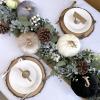 Winlyn 4 Pcs Assorted Faux Velvet Pumpkins Decorative Fabric Pumpkins Foam Pumpkins in White Black Gray Taupe 5″ for Thanksgiving Halloween Fall Wedding Centerpiece Table Mantel Farmhouse Decorations(Gray Black White)