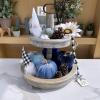 Winlyn 4 Pcs Assorted Faux Velvet Pumpkins Decorative Fabric Pumpkins Foam Pumpkins in White Black Gray Taupe 5″ for Thanksgiving Halloween Fall Wedding Centerpiece Table Mantel Farmhouse Decorations(Blue)