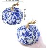 Winlyn 4 Pcs Assorted Faux Velvet Pumpkins Decorative Fabric Pumpkins Foam Pumpkins in White Black Gray Taupe 5″ for Thanksgiving Halloween Fall Wedding Centerpiece Table Mantel Farmhouse Decorations(Blue and White)