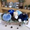 Winlyn 4 Pcs Assorted Faux Velvet Pumpkins Decorative Fabric Pumpkins Foam Pumpkins in White Black Gray Taupe 5″ for Thanksgiving Halloween Fall Wedding Centerpiece Table Mantel Farmhouse Decorations(Blue)