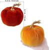 Winlyn 4 Pcs Assorted Faux Velvet Pumpkins Decorative Fabric Pumpkins Foam Pumpkins in White Black Gray Taupe 5″ for Thanksgiving Halloween Fall Wedding Centerpiece Table Mantel Farmhouse Decorations(Orange and White)