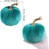 Winlyn 4 Pcs Assorted Faux Velvet Pumpkins Decorative Fabric Pumpkins Foam Pumpkins in White Black Gray Taupe 5″ for Thanksgiving Halloween Fall Wedding Centerpiece Table Mantel Farmhouse Decorations(Green)