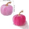 Winlyn 4 Pcs Assorted Faux Velvet Pumpkins Decorative Fabric Pumpkins Foam Pumpkins in White Black Gray Taupe 5″ for Thanksgiving Halloween Fall Wedding Centerpiece Table Mantel Farmhouse Decorations(Pink)