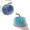 Winlyn 4 Pcs Assorted Faux Velvet Pumpkins Decorative Fabric Pumpkins Foam Pumpkins in White Black Gray Taupe 5″ for Thanksgiving Halloween Fall Wedding Centerpiece Table Mantel Farmhouse Decorations(Blue)