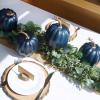 Winlyn 4 Pcs Harvest White Artificial Pumpkin 6.7″ Decorative Pumpkins Faux Foam Pumpkins Fall Pumpkins Decor Fall Autumn Thanksgiving Halloween Wedding Holiday Mantel Tabletop Centerpiece DIY Crafts(Dark Blue)