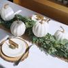 Winlyn 4 Pcs Harvest White Artificial Pumpkin 6.7″ Decorative Pumpkins Faux Foam Pumpkins Fall Pumpkins Decor Fall Autumn Thanksgiving Halloween Wedding Holiday Mantel Tabletop Centerpiece DIY Crafts(White)