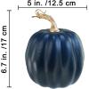 Winlyn 4 Pcs Harvest White Artificial Pumpkin 6.7″ Decorative Pumpkins Faux Foam Pumpkins Fall Pumpkins Decor Fall Autumn Thanksgiving Halloween Wedding Holiday Mantel Tabletop Centerpiece DIY Crafts(Dark Blue)