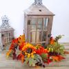 Winlyn 6 Ft Artificial Fall Maple Leaf Garland Hanging Vine Faux Sunflowers Pumpkins Pinecones and Berries Garland Faux Autumn Decor for Thanksgiving Wedding Centerpiece Table Mantel Backdrop