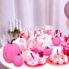 Winlyn 7 Pcs Assorted Sizes Fall Artificial Peach Pink Pumpkins Harvest Faux Foam Light Pink Pumpkins for Fall Autumn Season Halloween Thanksgiving Harvest Festive Tabletop Decoration(Hot Pink)