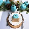 Winlyn 7 Pcs Assorted Sizes Fall Artificial Peach Pink Pumpkins Harvest Faux Foam Light Pink Pumpkins for Fall Autumn Season Halloween Thanksgiving Harvest Festive Tabletop Decoration(Teal)