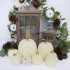 Winlyn 7 Pcs Assorted Sizes Fall Artificial Peach Pink Pumpkins Harvest Faux Foam Light Pink Pumpkins for Fall Autumn Season Halloween Thanksgiving Harvest Festive Tabletop Decoration(Cream)