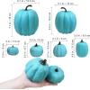 Winlyn 7 Pcs Assorted Sizes Fall Artificial Peach Pink Pumpkins Harvest Faux Foam Light Pink Pumpkins for Fall Autumn Season Halloween Thanksgiving Harvest Festive Tabletop Decoration(Teal)