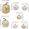 Winlyn 7 Pcs Assorted Sizes Fall Artificial Peach Pink Pumpkins Harvest Faux Foam Light Pink Pumpkins for Fall Autumn Season Halloween Thanksgiving Harvest Festive Tabletop Decoration(Gold Brush White)