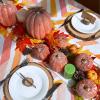 Winlyn 7 Pcs Assorted Sizes Fall Artificial Peach Pink Pumpkins Harvest Faux Foam Light Pink Pumpkins for Fall Autumn Season Halloween Thanksgiving Harvest Festive Tabletop Decoration(Orange and Black)