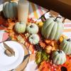 Winlyn 7 Pcs Assorted Sizes Fall Artificial Peach Pink Pumpkins Harvest Faux Foam Light Pink Pumpkins for Fall Autumn Season Halloween Thanksgiving Harvest Festive Tabletop Decoration(Mixed Green)