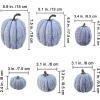 Winlyn 7 Pcs Assorted Sizes Fall Artificial Peach Pink Pumpkins Harvest Faux Foam Light Pink Pumpkins for Fall Autumn Season Halloween Thanksgiving Harvest Festive Tabletop Decoration(Denim Blue)