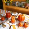 Winlyn 7 Pcs Assorted Sizes Fall Artificial Peach Pink Pumpkins Harvest Faux Foam Light Pink Pumpkins for Fall Autumn Season Halloween Thanksgiving Harvest Festive Tabletop Decoration(Dark Orange)