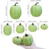 Winlyn 7 Pcs Assorted Sizes Fall Artificial Peach Pink Pumpkins Harvest Faux Foam Light Pink Pumpkins for Fall Autumn Season Halloween Thanksgiving Harvest Festive Tabletop Decoration(Light Green)