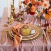 Winlyn 7 Pcs Assorted Sizes Fall Artificial Peach Pink Pumpkins Harvest Faux Foam Light Pink Pumpkins for Fall Autumn Season Halloween Thanksgiving Harvest Festive Tabletop Decoration(Gold)