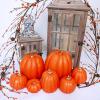 Winlyn 7 Pcs Assorted Sizes Fall Artificial Peach Pink Pumpkins Harvest Faux Foam Light Pink Pumpkins for Fall Autumn Season Halloween Thanksgiving Harvest Festive Tabletop Decoration(Dark Orange)