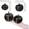 Winlyn 7 Pcs Assorted Sizes Fall Artificial Peach Pink Pumpkins Harvest Faux Foam Light Pink Pumpkins for Fall Autumn Season Halloween Thanksgiving Harvest Festive Tabletop Decoration(Gold Brush Black)