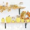Winlyn 7 Pcs Assorted Sizes Fall Artificial Peach Pink Pumpkins Harvest Faux Foam Light Pink Pumpkins for Fall Autumn Season Halloween Thanksgiving Harvest Festive Tabletop Decoration(Yellow)