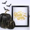 Winlyn 7 Pcs Assorted Sizes Fall Artificial Peach Pink Pumpkins Harvest Faux Foam Light Pink Pumpkins for Fall Autumn Season Halloween Thanksgiving Harvest Festive Tabletop Decoration(Gold Brush Black)