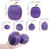 Winlyn 7 Pcs Assorted Sizes Fall Artificial Peach Pink Pumpkins Harvest Faux Foam Light Pink Pumpkins for Fall Autumn Season Halloween Thanksgiving Harvest Festive Tabletop Decoration(Purple)