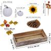Winlyn Bulk Assorted Artificial White Pumpkins Fall Centerpiece Artificial Maple Leaves in Rectangle Whitewashed Wooden Box Fall Thanksgiving Table Decoration