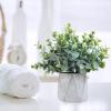 Winlyn Set of 2 Small Faux Potted Plants Artificial Eucalyptus Plant in Chic Gray Geometric Ceramic Pot 7.9″ Tall for Modern Home Table Mantel Shelf Office Desktop Greenery Centerpiece Decorations(Modern Geometric Pot)