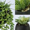 Winlyn Set of 3 Artificial Plants Decor Greenery Fake Succulents Indoor Potted Fake Plant with Black Planter for Farmhouse Room Bathroom Bedroom Kitchen Office Table Desk Decor(Black Pots)