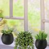 Winlyn Set of 3 Artificial Plants Decor Greenery Fake Succulents Indoor Potted Fake Plant with Black Planter for Farmhouse Room Bathroom Bedroom Kitchen Office Table Desk Decor(Black Pots)