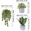 Winlyn Set of 3 Artificial Plants Decor Greenery Fake Succulents Indoor Potted Fake Plant with Black Planter for Farmhouse Room Bathroom Bedroom Kitchen Office Table Desk Decor(White Pots With Pattern)