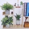 Winlyn Set of 3 Assorted Small Potted Plants Faux Eucalyptus Boxwood Plants Aloe Succulent Plant in Black and White Geometric Pots for Table Centerpiece Windowsill Shelf Indoor Outdoor Greenery Decor