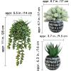 Winlyn Set of 3 Small Artificial Succulent Potted Plants Faux Aloe Hops Hanging Succulent in Rustic Galvanized Metal Pots Fake Plant Decor for Farmhouse Home Office Wedding Windowsill Table Shelf(Black Pot)