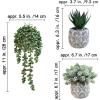 Winlyn Set of 3 Small Artificial Succulent Potted Plants Faux Aloe Hops Hanging Succulent in Rustic Galvanized Metal Pots Fake Plant Decor for Farmhouse Home Office Wedding Windowsill Table Shelf(Concrete Pot)