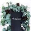 Winlyn White Pumpkin Garland Artificial Eucalyptus with White Pumpkins Pinecones Berries Fall Foliage for Wedding Arch Backdrop Thanksgiving Table Runner Farmhouse Decor 6′ Long