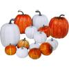 14 pcs Assorted Harvest Artificial White and Pink Pumpkins Decorative Pumpkins Faux Foam Pumpkins for Farmhouse Fall Halloween Harvest Wedding Baby Shower Tabletop Centerpiece Mantel Kitchen Decor(Orange and White)