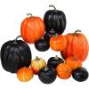 14 pcs Assorted Harvest Artificial White and Pink Pumpkins Decorative Pumpkins Faux Foam Pumpkins for Farmhouse Fall Halloween Harvest Wedding Baby Shower Tabletop Centerpiece Mantel Kitchen Decor(Black and Orange)